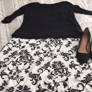 Black and white floral skirt